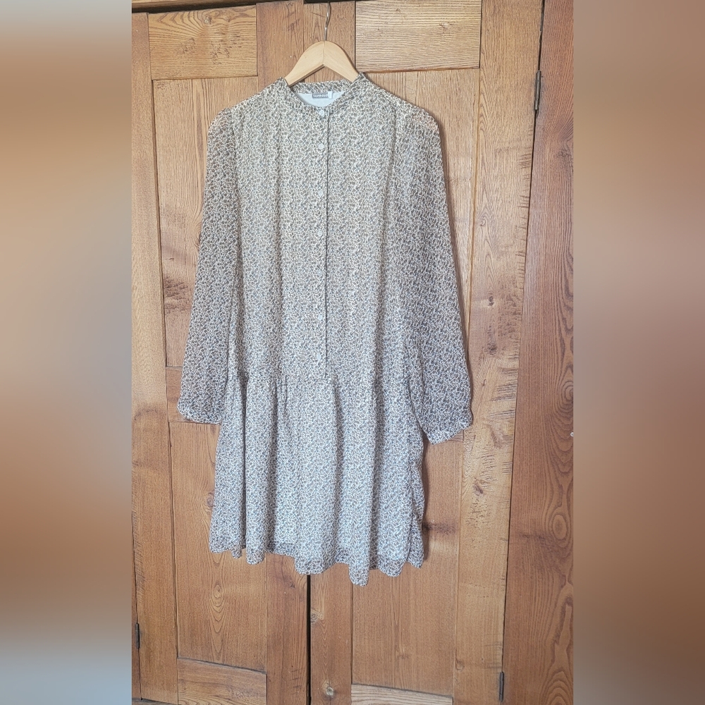 Floral Button Up Long Sleeve Maternity Dress